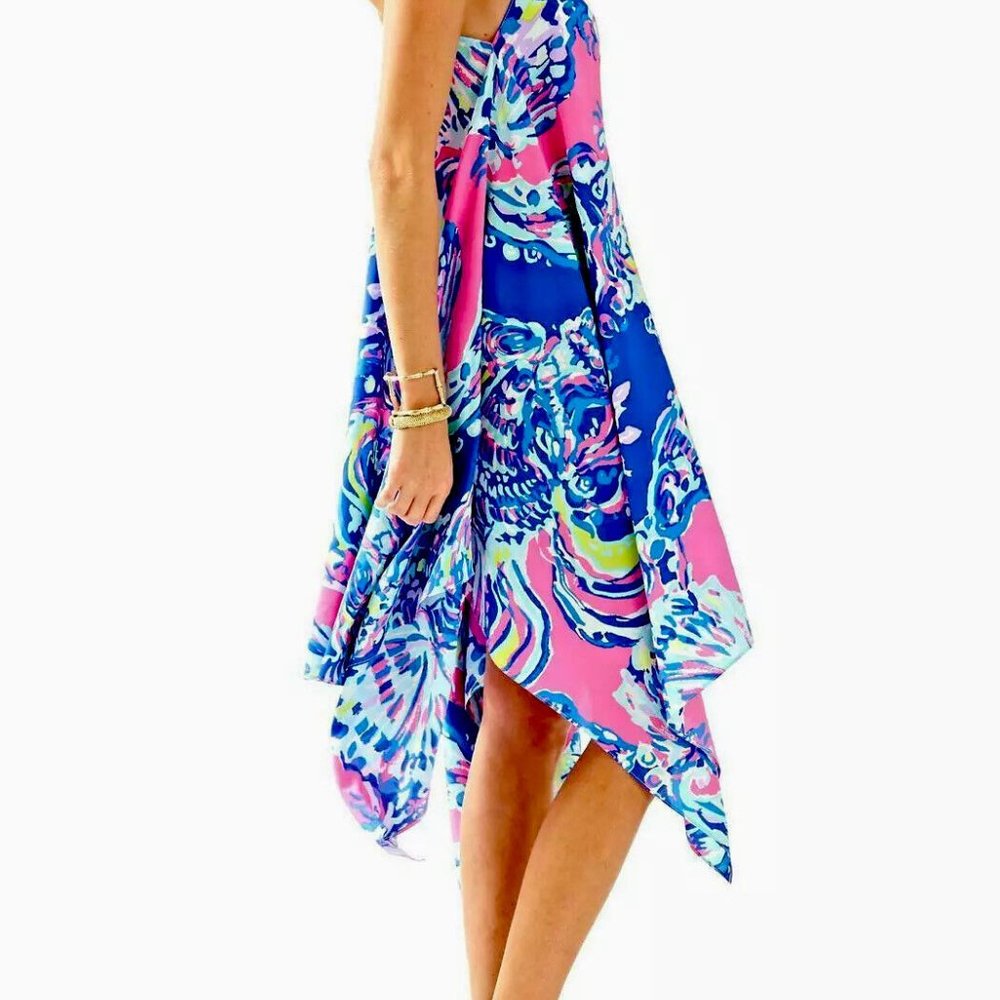 Lilly Pulitzer NWT 🦄 Kimi Silk Dress 🦄 Coastal Retreat Size XXS Holy Grail! - Picture 12 of 15
